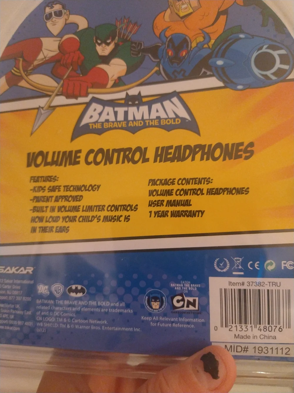 Batman Volume Control Kids Headphones - Black/Yellow